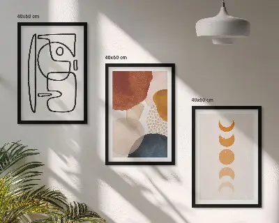 Apstraktni ukrasi u boji triptih u okviru