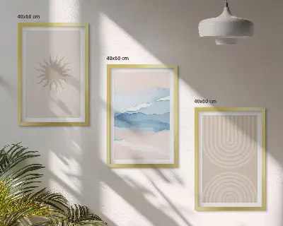 Apstraktne linije sunčevih valova u pastelnim bojama set od 3 slike u okviru