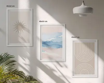 Apstraktne linije sunčevih valova u pastelnim bojama set od 3 slike u okviru