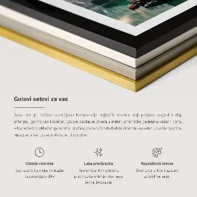 Apstraktne linije sunčevih valova u pastelnim bojama set od 3 slike u okviru