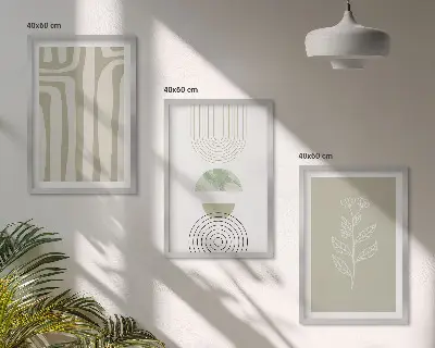 Geometrijski uzorci biljaka triptih u okviru