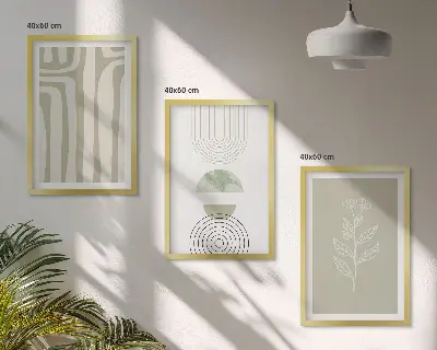 Geometrijski uzorci biljaka triptih u okviru