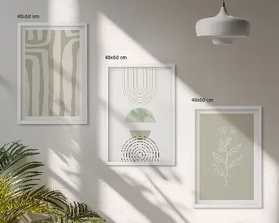 Geometrijski uzorci biljaka triptih u okviru