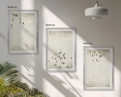 Minimalistička slika ptica set od 3 slike u okviru