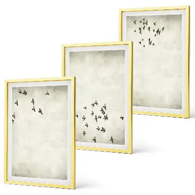 Minimalistička slika ptica set od 3 slike u okviru