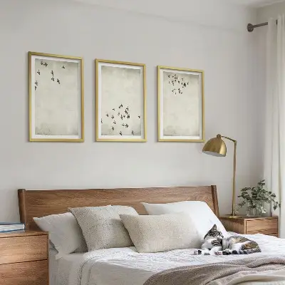Minimalistička slika ptica set od 3 slike u okviru