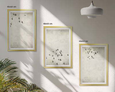 Set 3 slike u okviru Minimalističko slikanje ptica