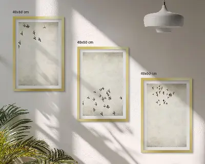 Minimalistička slika ptica set od 3 slike u okviru
