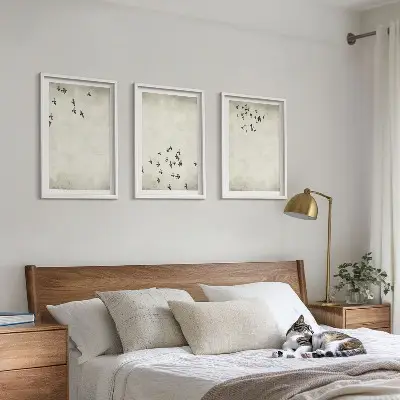 Minimalistička slika ptica set od 3 slike u okviru