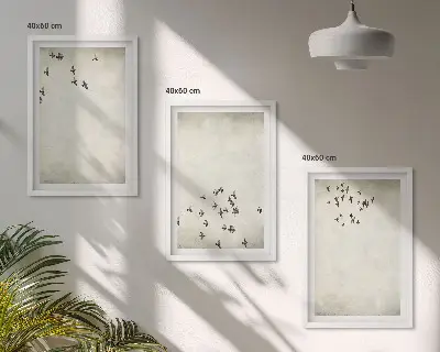 Minimalistička slika ptica set od 3 slike u okviru