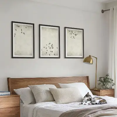 Minimalistička slika ptica set od 3 slike u okviru