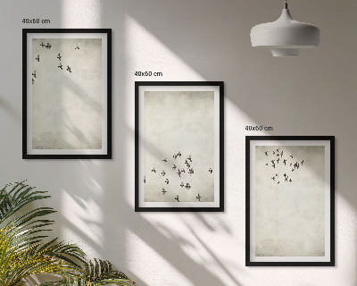 Set 3 slike u okviru Minimalističko slikanje ptica