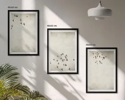 Minimalistička slika ptica set od 3 slike u okviru