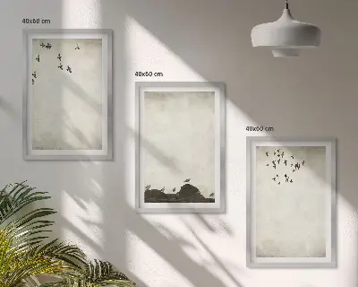 Minimalizam letećih ptica triptih u okviru