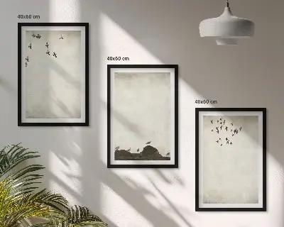 Minimalizam letećih ptica triptih u okviru