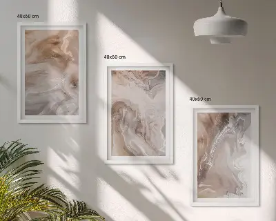 Apstraktni mramorni kamen triptih u okviru