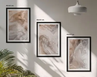 Apstraktni mramorni kamen triptih u okviru