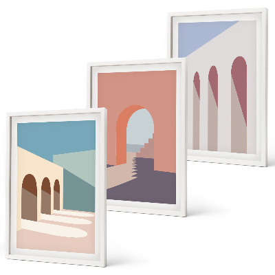 Triptih u okviru Pastelna arhitektonska grafika