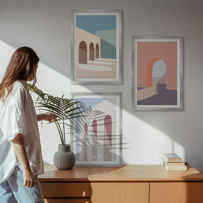 Triptih u okviru Pastelna arhitektonska grafika