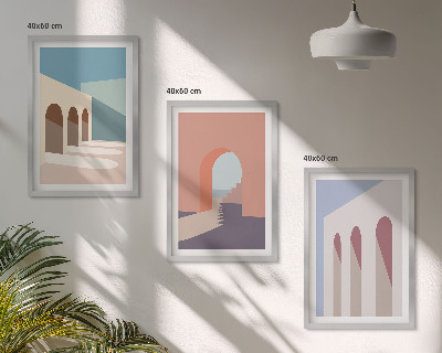 Triptih u okviru Pastelna arhitektonska grafika