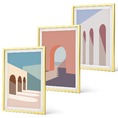 Triptih u okviru Pastelna arhitektonska grafika