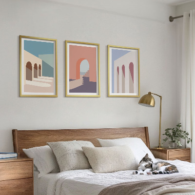 Triptih u okviru Pastelna arhitektonska grafika