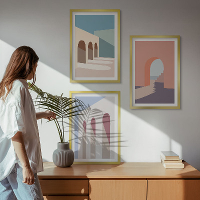 Triptih u okviru Pastelna arhitektonska grafika