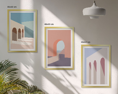 Triptih u okviru Pastelna arhitektonska grafika