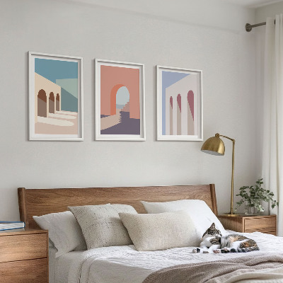 Triptih u okviru Pastelna arhitektonska grafika