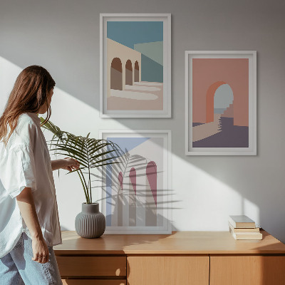 Triptih u okviru Pastelna arhitektonska grafika