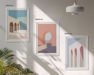 Triptih u okviru Pastelna arhitektonska grafika