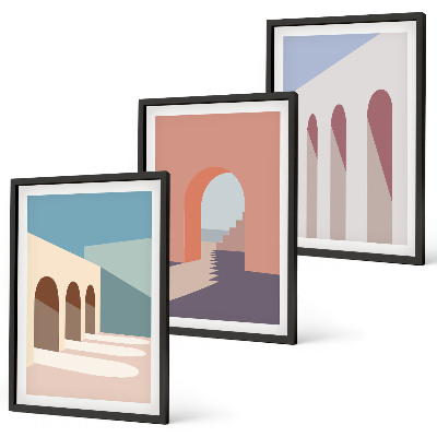 Triptih u okviru Pastelna arhitektonska grafika
