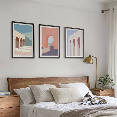 Triptih u okviru Pastelna arhitektonska grafika