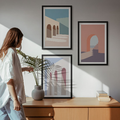 Triptih u okviru Pastelna arhitektonska grafika