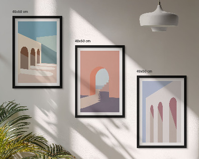 Triptih u okviru Pastelna arhitektonska grafika