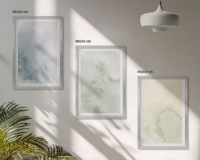 Set 3 slike u okviru Pastelne akvarele na platnu