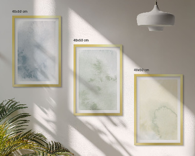 Set 3 slike u okviru Pastelne akvarele na platnu