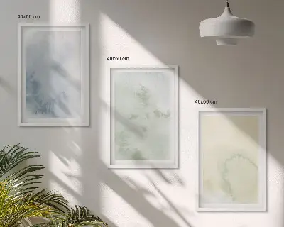 Pastelne akvarele na platnu set od 3 slike u okviru