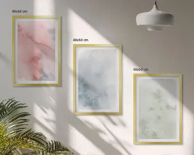 Pastelne akvarelne strukture set od 3 slike u okviru