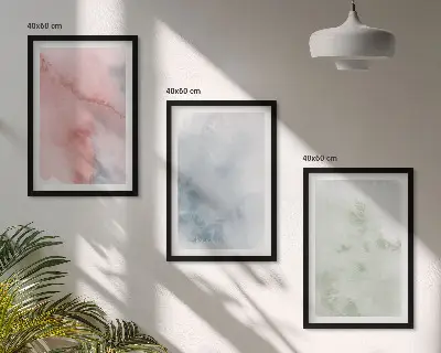 Pastelne akvarelne strukture set od 3 slike u okviru