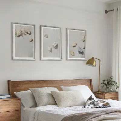 Boho ukras za plažu s kamenjem triptih u okviru