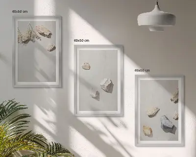 Boho ukras za plažu s kamenjem triptih u okviru