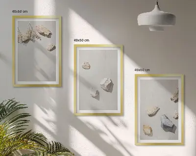 Boho ukras za plažu s kamenjem triptih u okviru