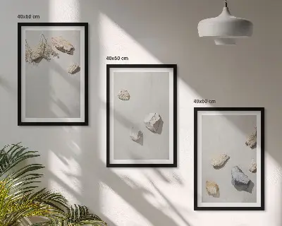 Boho ukras za plažu s kamenjem triptih u okviru