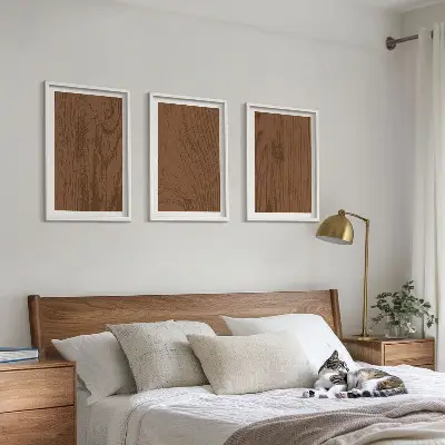 Zidna galerija minimalistički dizajn s teksturom kore drveta