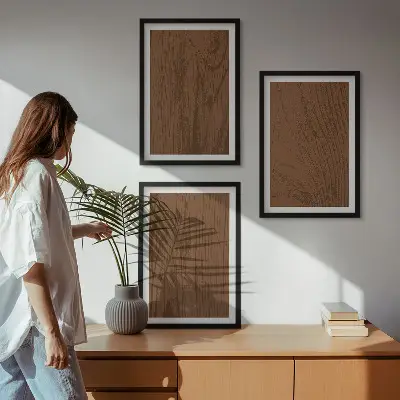 Zidna galerija minimalistički dizajn s teksturom kore drveta