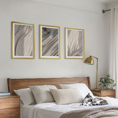 Set 3 slike u okviru Prirodne boho tkanine izbliza