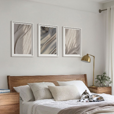 Set 3 slike u okviru Prirodne boho tkanine izbliza