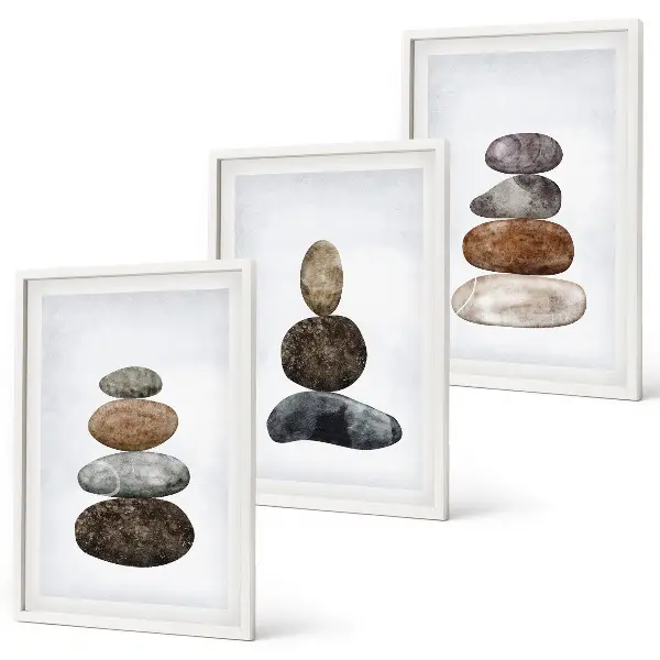 Minimalističko boho kamenje triptih u okviru