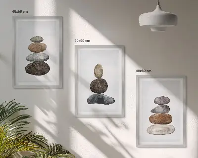 Minimalističko boho kamenje triptih u okviru